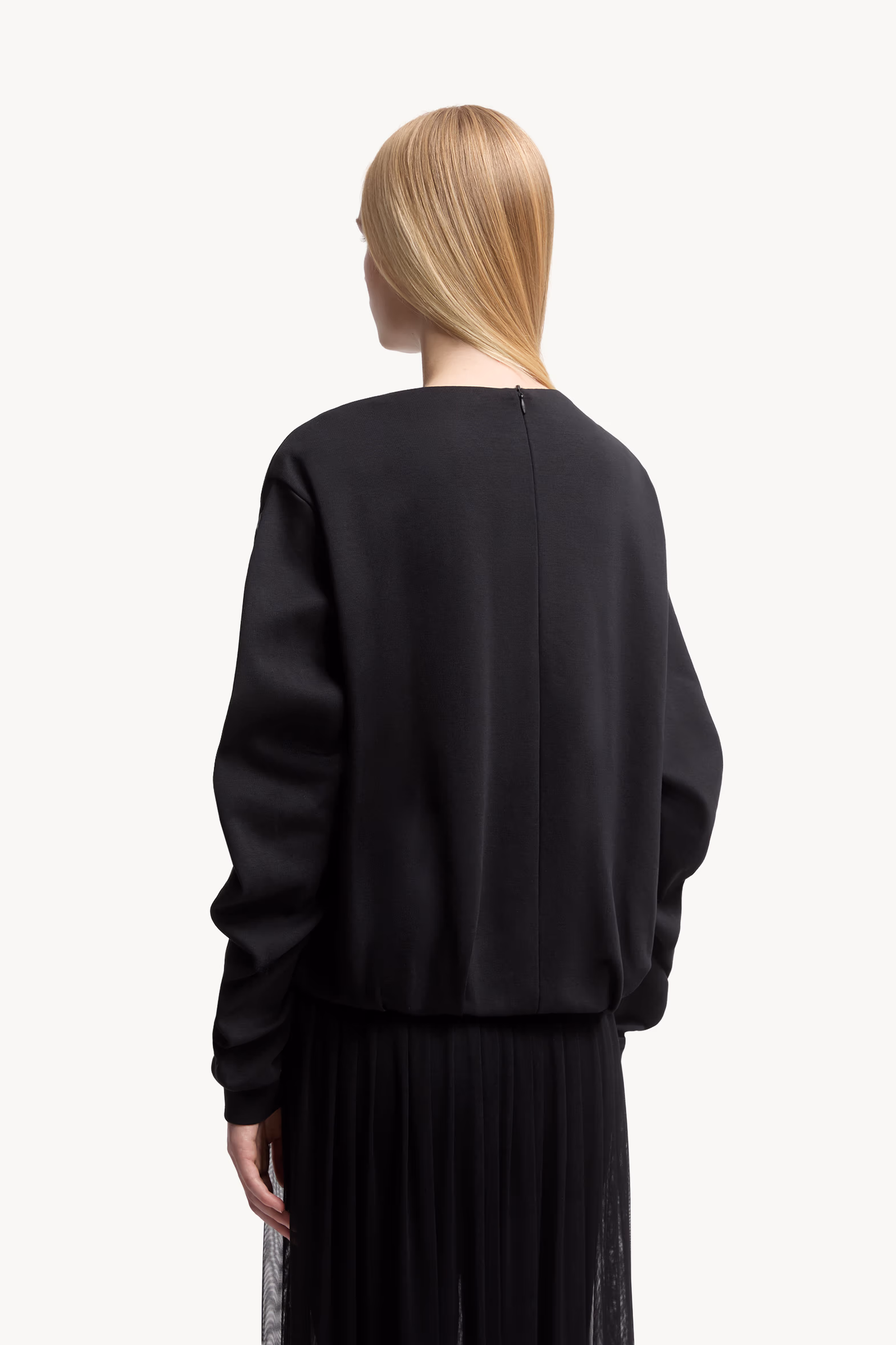 Cotton Pleated Sweatshirt Women Black Moncler 5